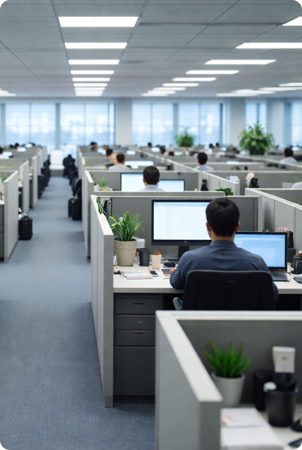 Office staffing team in a workplace